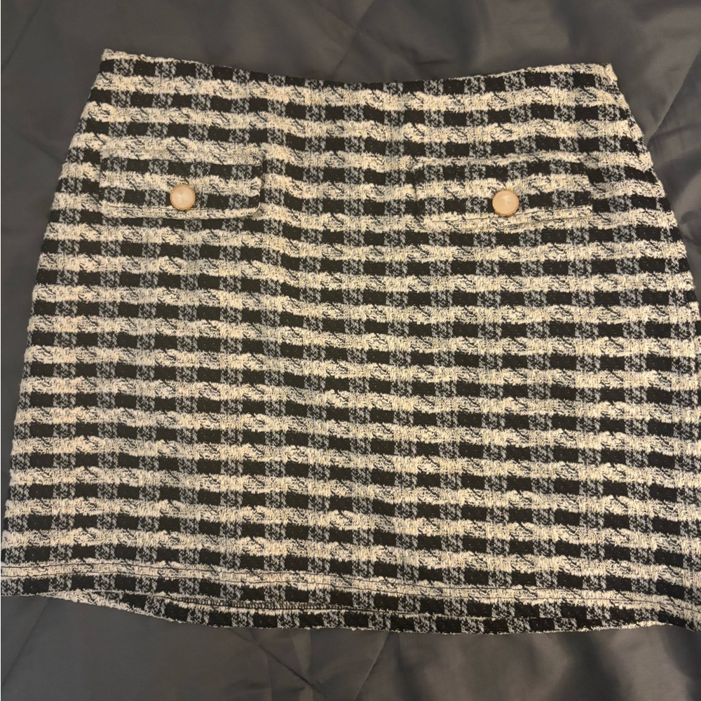 Houndstooth Tweed Mini Skirt